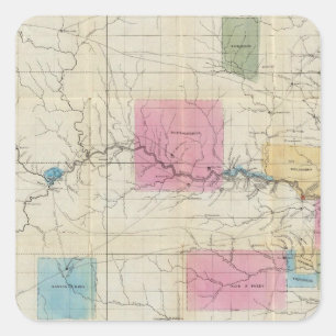 Map of Eastern Kansas Square Sticker