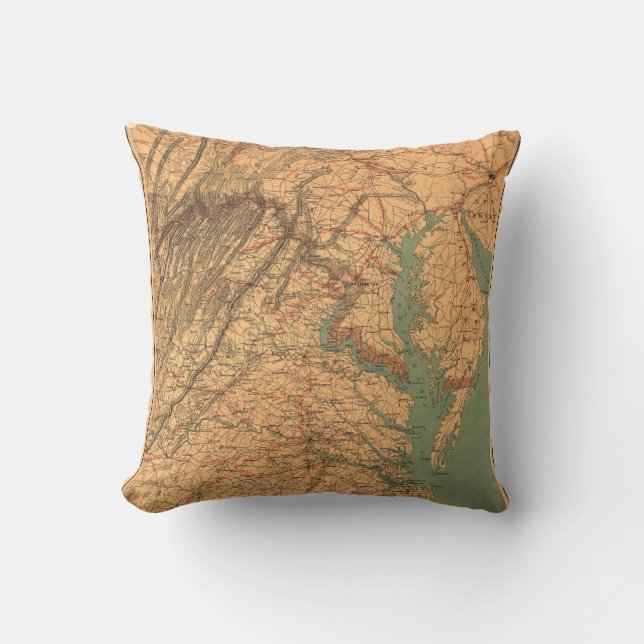 Map of Eastern Virginia (1862) Cushion (Front)