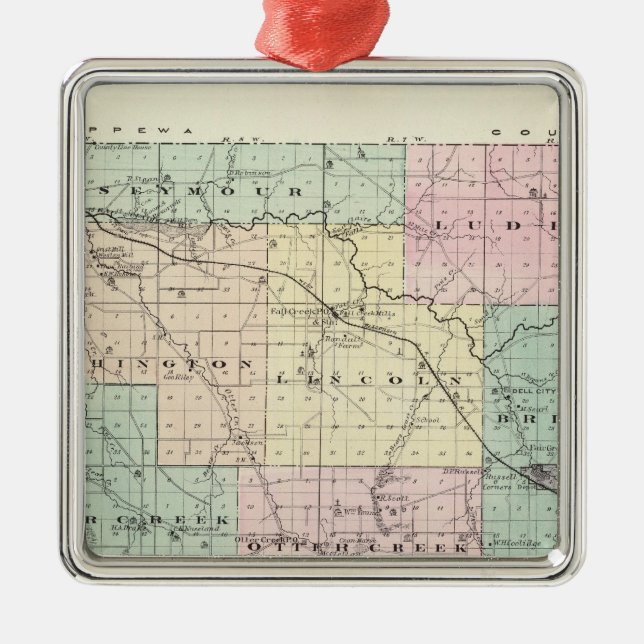 Map of Eau Claire County, State of Wisconsin Metal Ornament (Front)