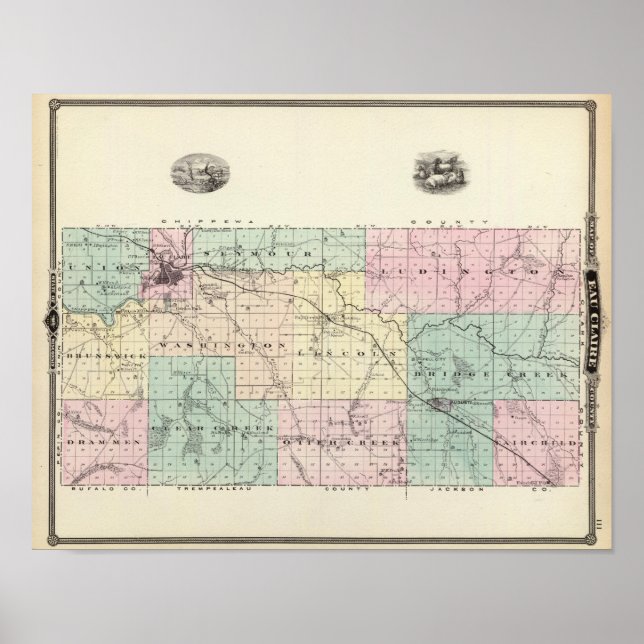 Map of Eau Claire County, State of Wisconsin Poster (Front)