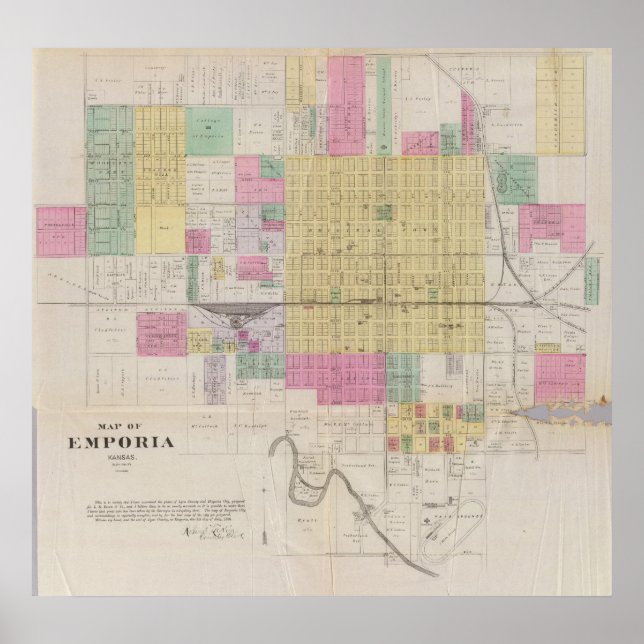 Map of Emporia, Kansas Poster (Front)