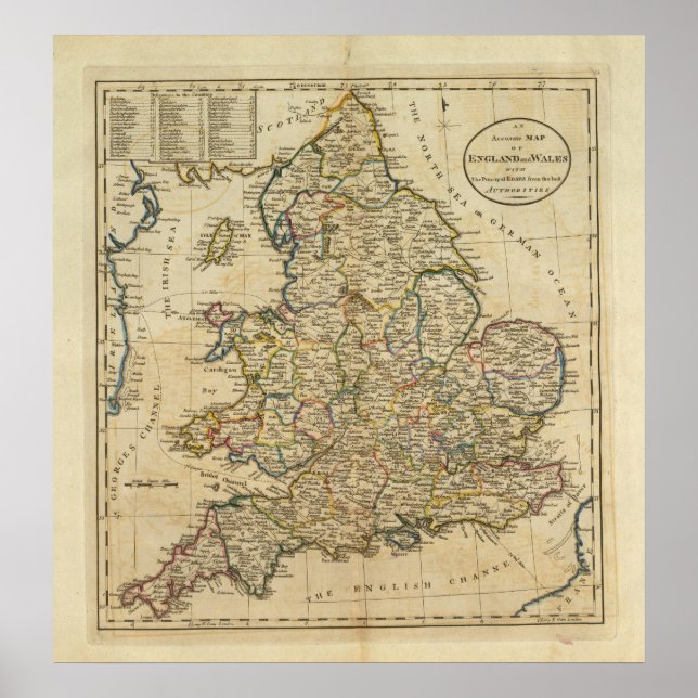 Map of England and Wales Poster (Front)