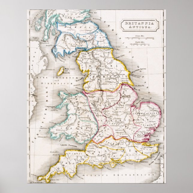 Map of England | Britannia Antiqua Poster (Front)