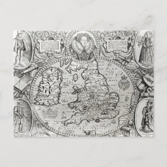 Map of England during the reign of Postcard (Front)