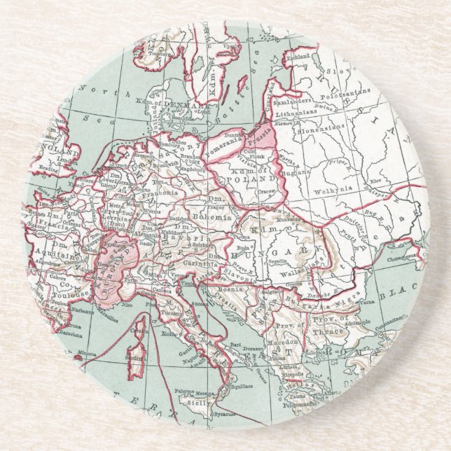 MAP OF EUROPE, 12th CENTURY Coaster (Front)