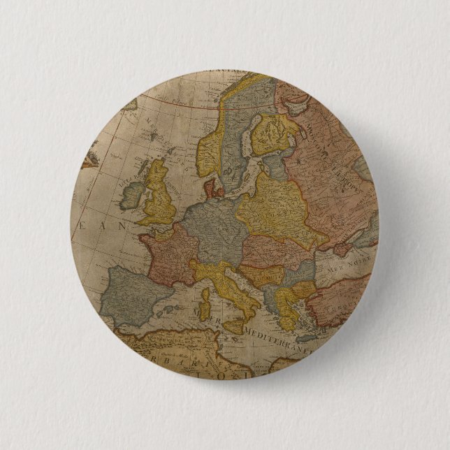 Map of Europe | 1700 6 Cm Round Badge (Front)