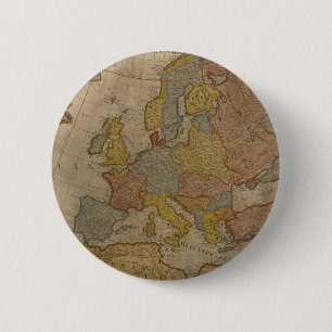 Map of Europe 1700 6 Cm Round Badge