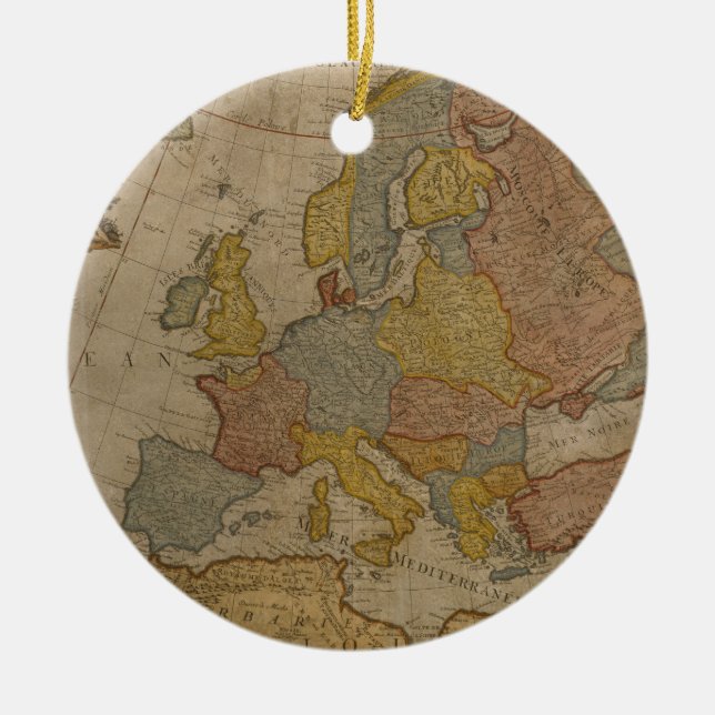 Map of Europe | 1700 Ceramic Ornament (Front)