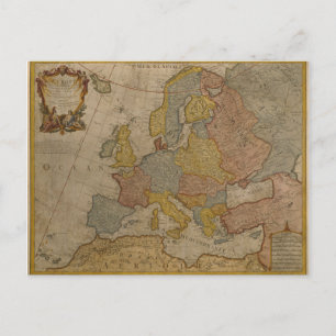 Map of Europe 1700 Postcard
