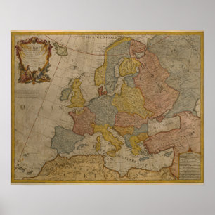Map of Europe   1700 Poster