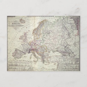 Map of Europe, 1841 Postcard