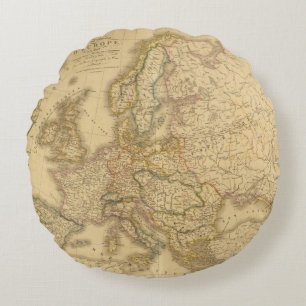 Map of Europe 2 Round Cushion