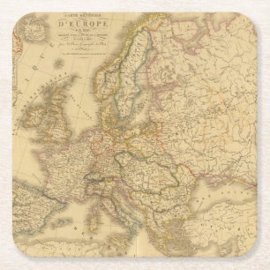 Map of Europe 2 Square Paper Coaster