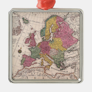 Map of Europe 3 Metal Tree Decoration