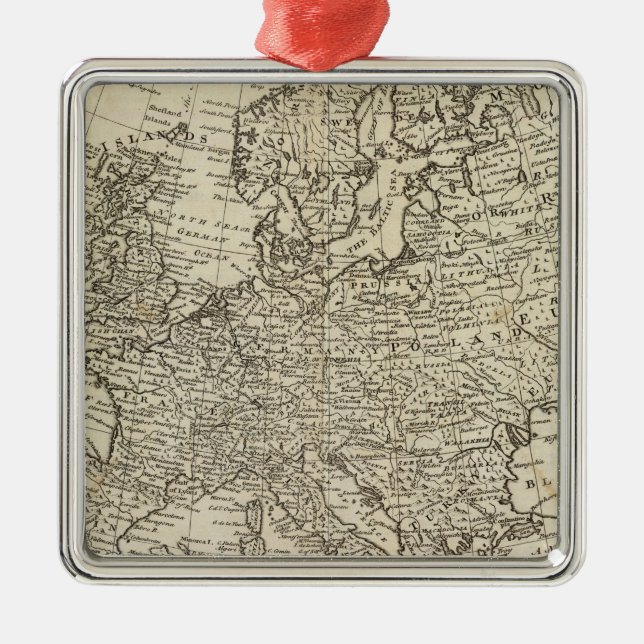 Map of Europe 3 Metal Tree Decoration (Front)