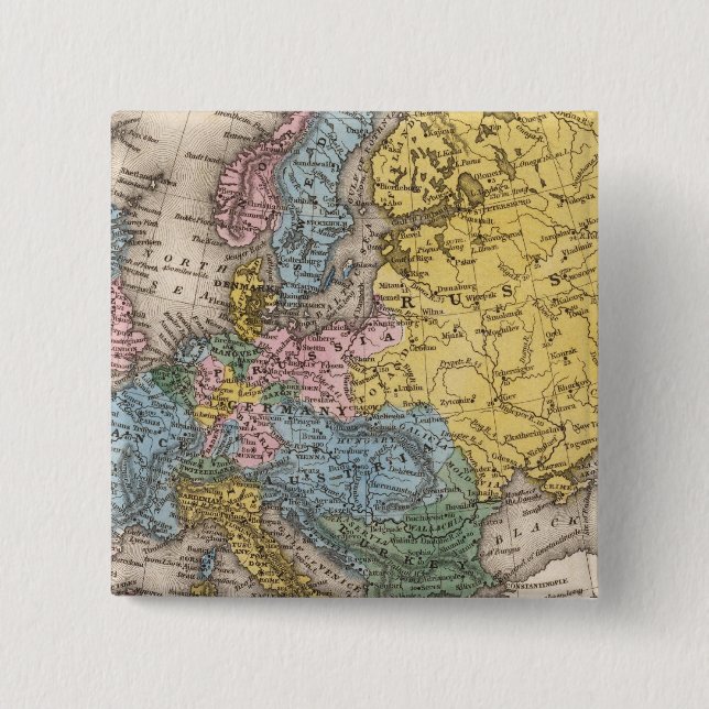 Map of Europe 4 15 Cm Square Badge (Front)