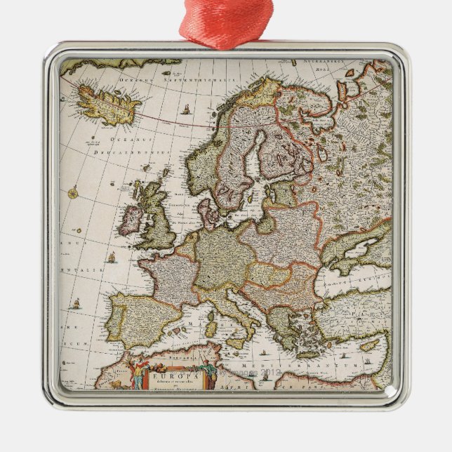 Map of Europe 4 Metal Ornament (Front)