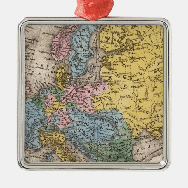 Map of Europe 4 Metal Tree Decoration (Front)
