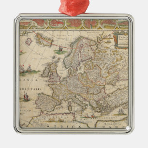 Map of Europe 6 Metal Tree Decoration