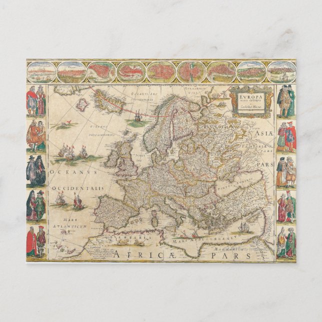 Map of Europe 6 Postcard (Front)