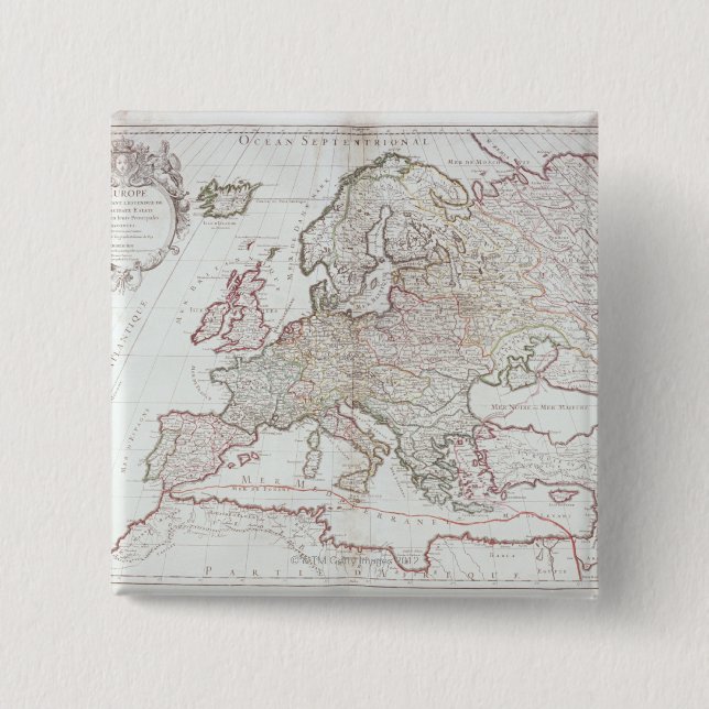 Map of Europe 7 15 Cm Square Badge (Front)
