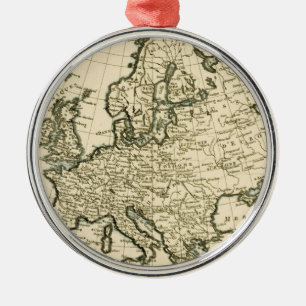 Map of Europe by Guillaume Raynal Metal Ornament