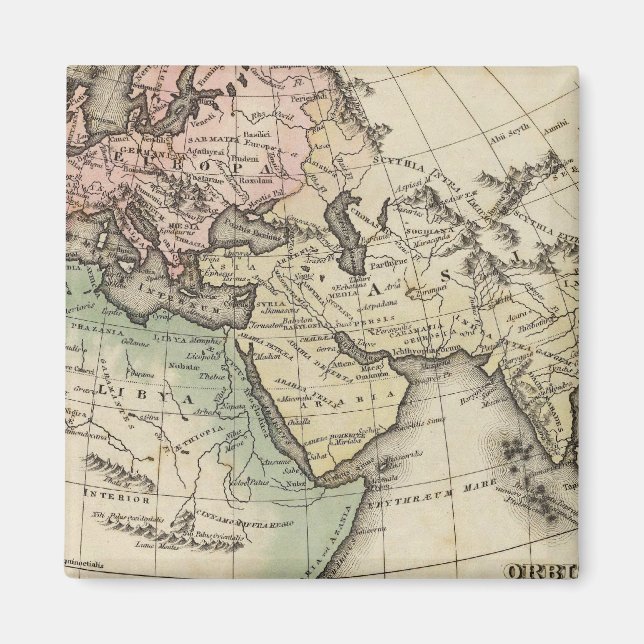 map of Europe, Northern Africa and Southeast Asia Magnet (Front)