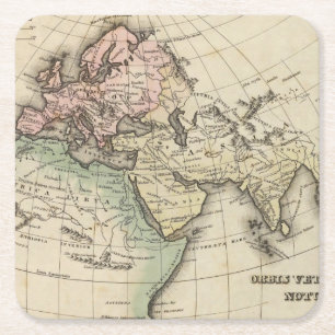 map of Europe, Northern Africa and Southeast Asia Square Paper Coaster