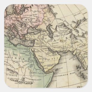 map of Europe, Northern Africa and Southeast Asia Square Sticker