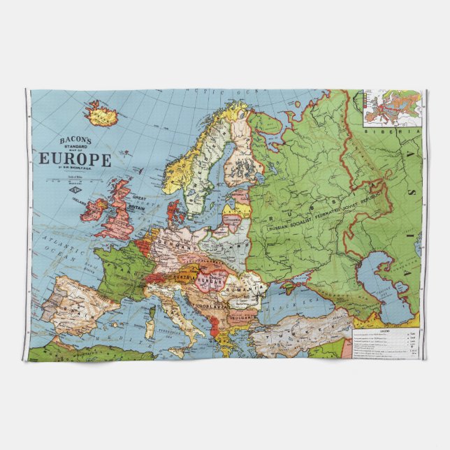 Map of Europe Tea Towel (Horizontal)
