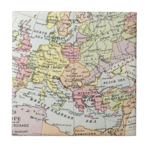 Map of Europe The Third Crusade Ceramic Tile