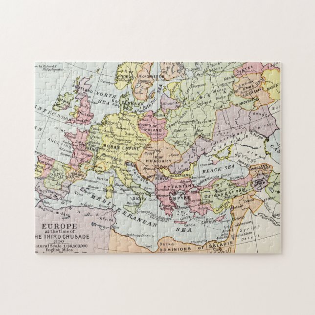 Map of Europe | The Third Crusade Jigsaw Puzzle (Horizontal)