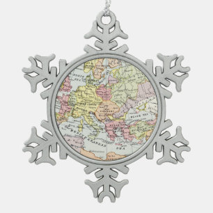 Map of Europe The Third Crusade Snowflake Pewter Christmas Ornament