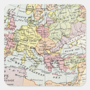 Map of Europe   The Third Crusade Square Sticker