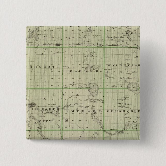 Map of Faribault County, Minnesota 15 Cm Square Badge (Front)