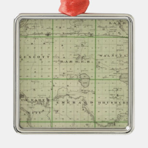 Map of Faribault County, Minnesota Metal Ornament