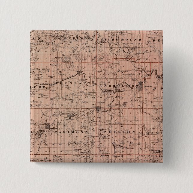 Map of Fillmore County, Minnesota 15 Cm Square Badge (Front)