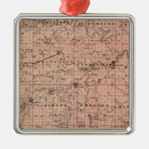 Map of Fillmore County, Minnesota Metal Tree Decoration