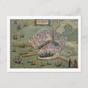 Map of Flissinga, from 'Civitates Orbis Terrarum' Postcard