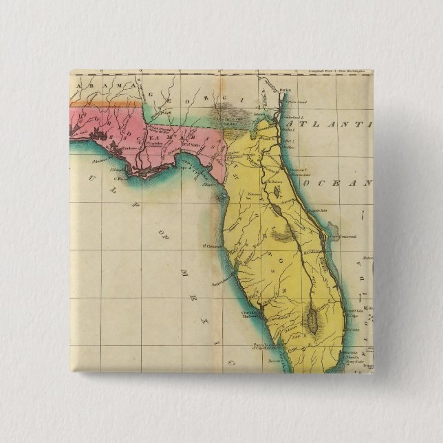 Map Of Florida 15 Cm Square Badge (Front)