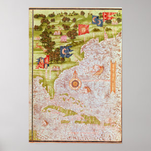 Map of Florida and the Antilles Poster