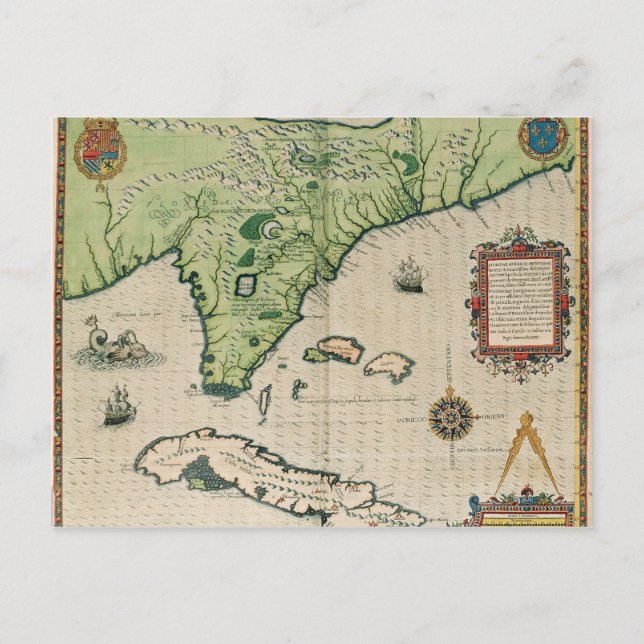 Map of Florida, from 'Brevis Narratio' Postcard (Front)