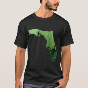 Map Of Florida Mountain Bike Rider Mtb Biking Moun T-Shirt