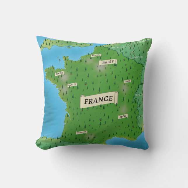 Map Of France Cushion (Front)