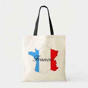 Map of France in Red White and Blue Tote Bag