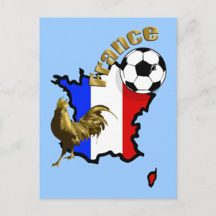 Map of France Le Coq soccer ball gifts Postcard