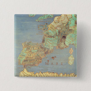 Map of France, Spain and North-West Africa 15 Cm Square Badge