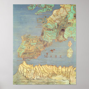 Map of France, Spain and North-West Africa Poster