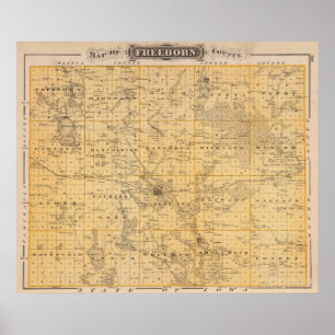 Map of Freeborn County, Minnesota Poster