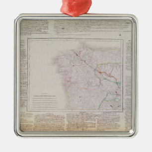 Map of Galicia with the route of the French army Metal Ornament